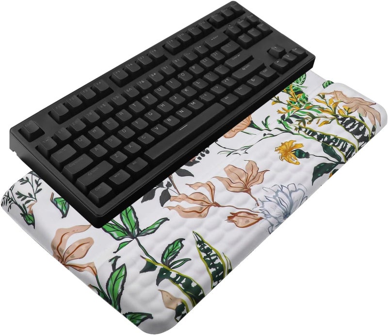 KEPUTAIER Computer Keyboard Stand with Wrist Rest, Ergonomic Tilted Keyboard Holder - Keyboard Riser with Wrist Pad - Keyboard Tray Support for Office Home - Wild Grass - Image 1